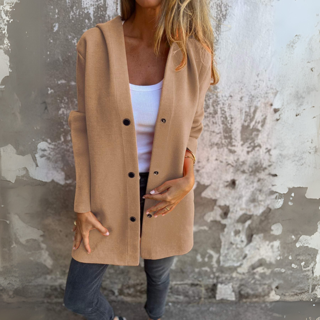 Nadia | Veste décontractée à une seule rangée avec capuche