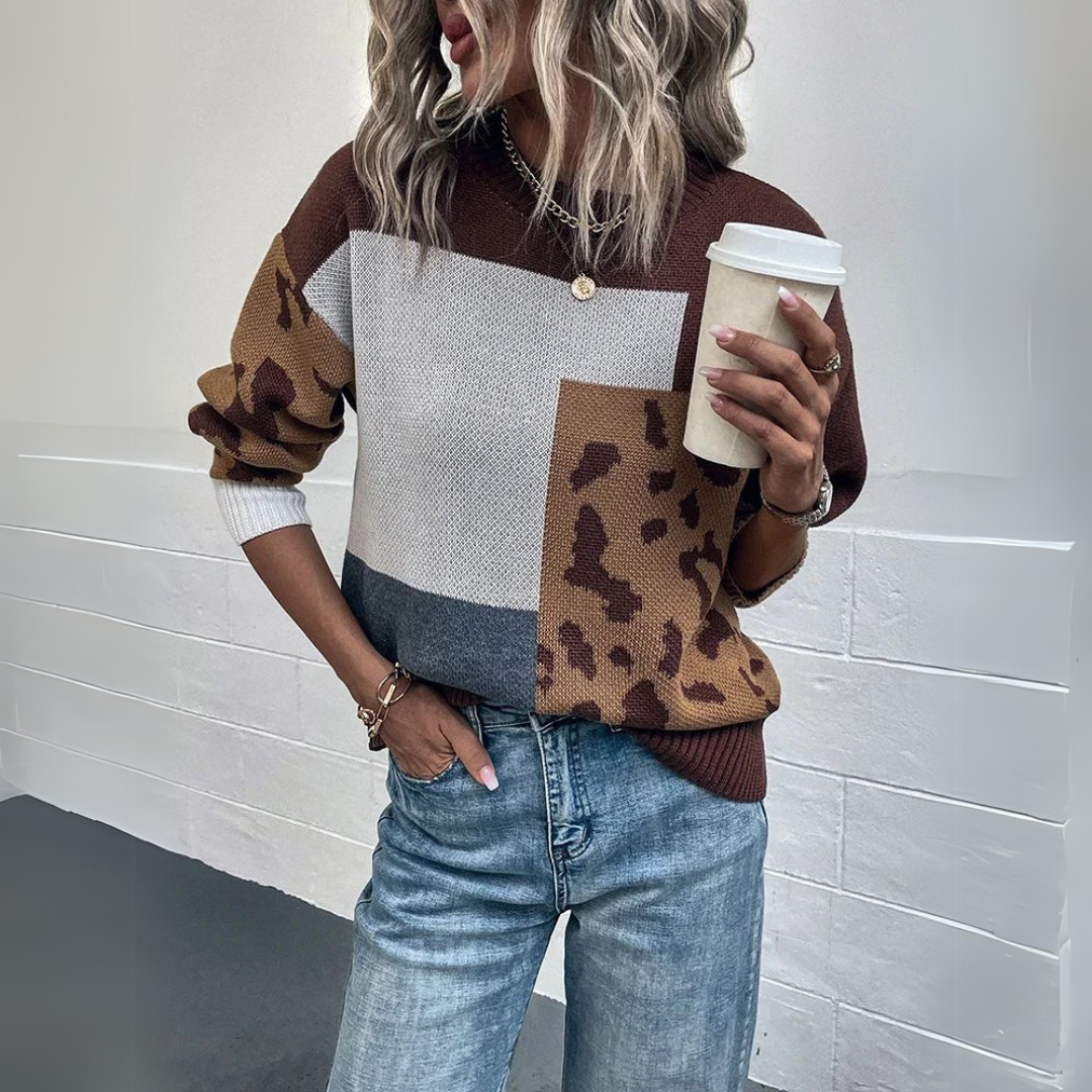 Sara | Sweat à capuche vintage patchwork de léopard