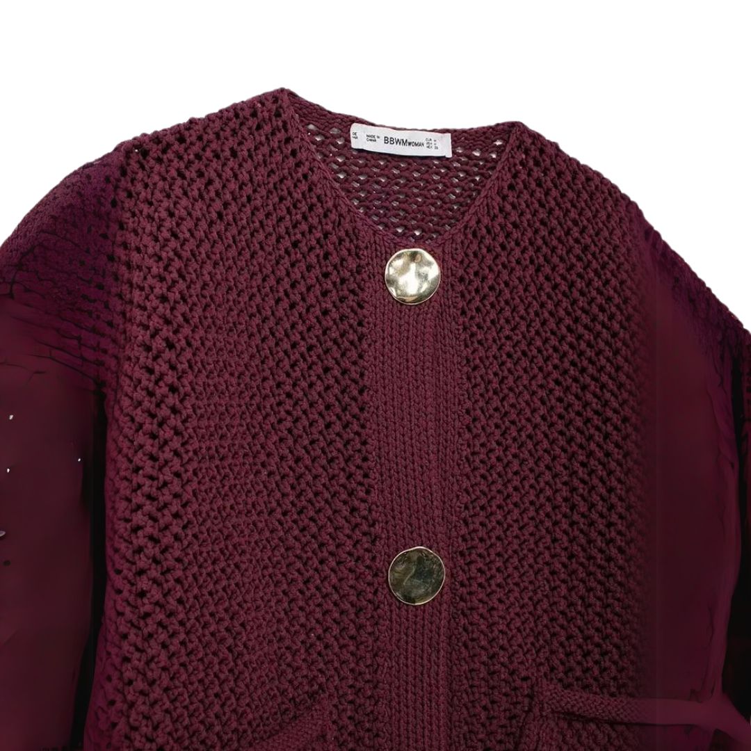 Violette | Veste en maille avec boutons dorés