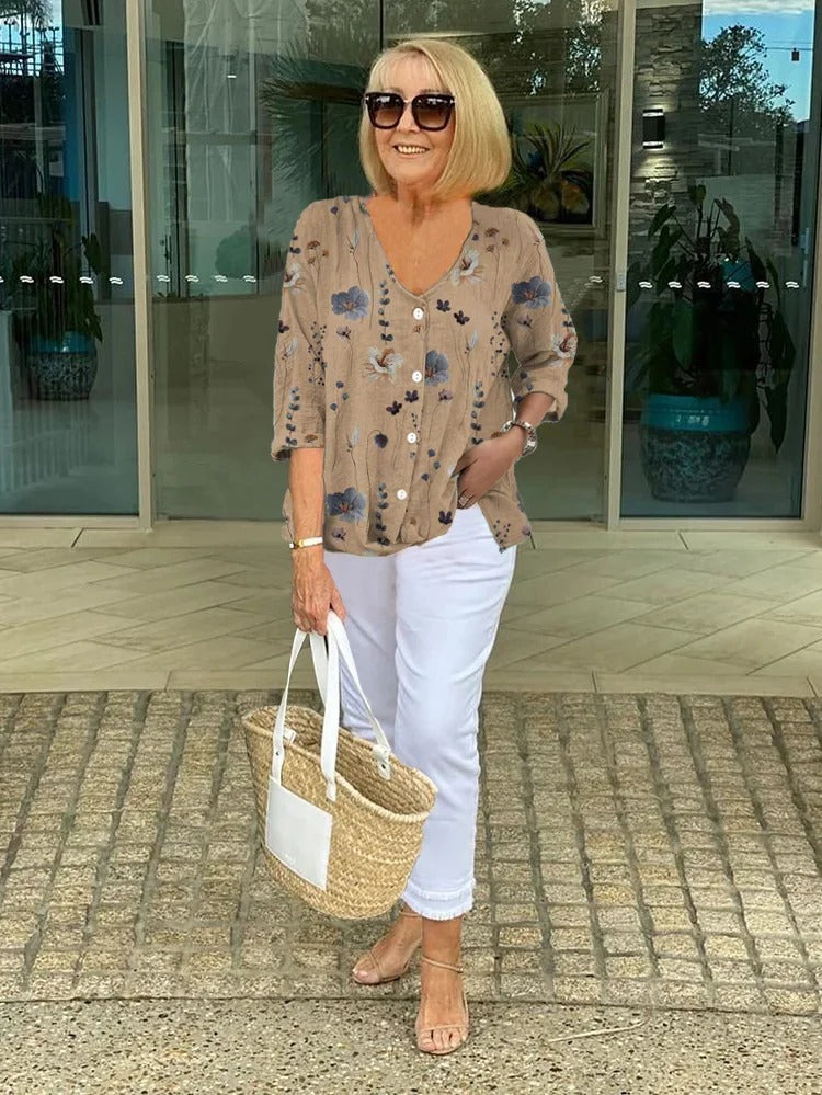 Valeria | Haut fleuri Ă manches longues