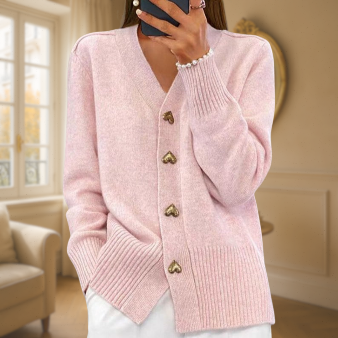 Éliane | Cardigan Élégant à Boutons Dorés