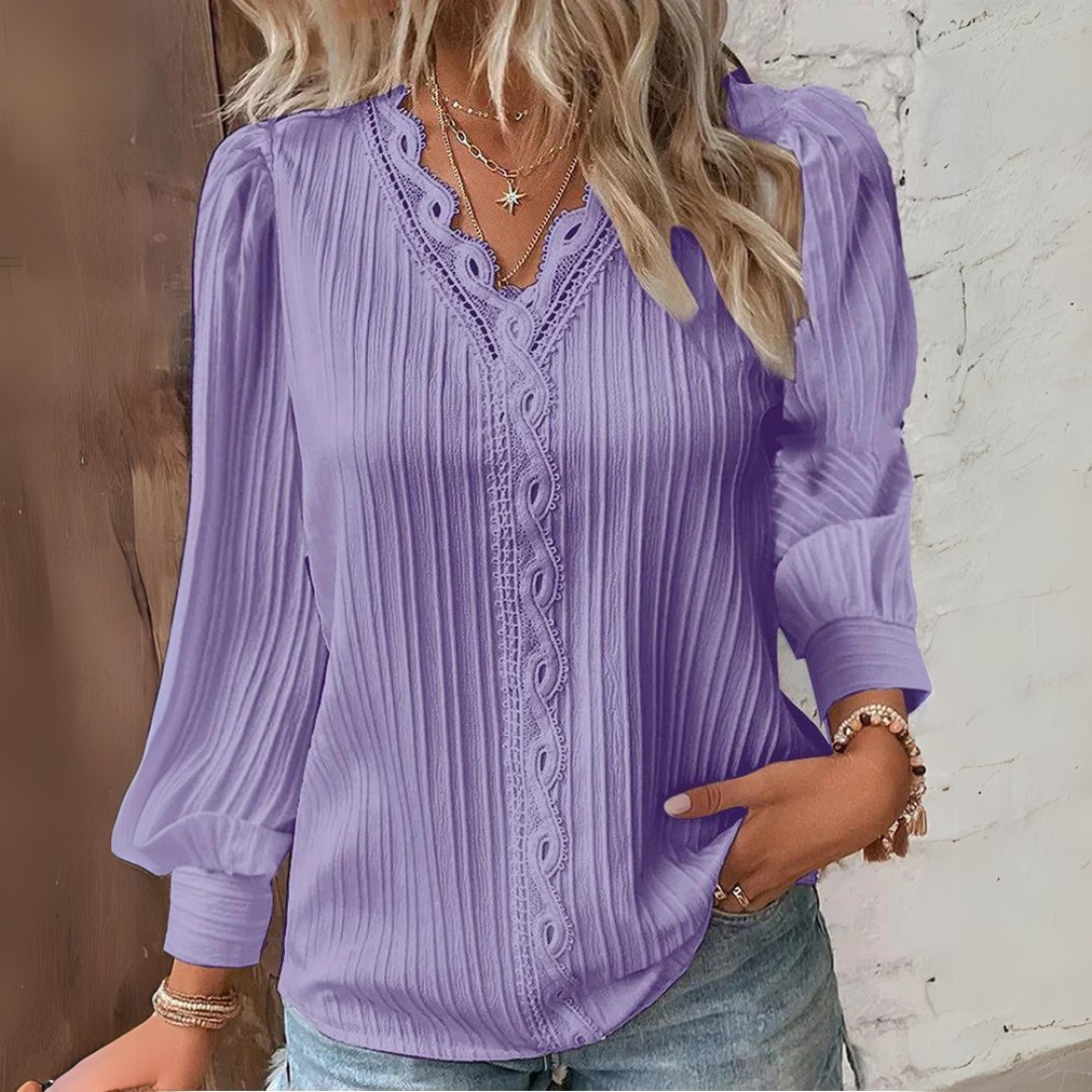 Melinda | Blouse en mousseline avec détails en dentelle