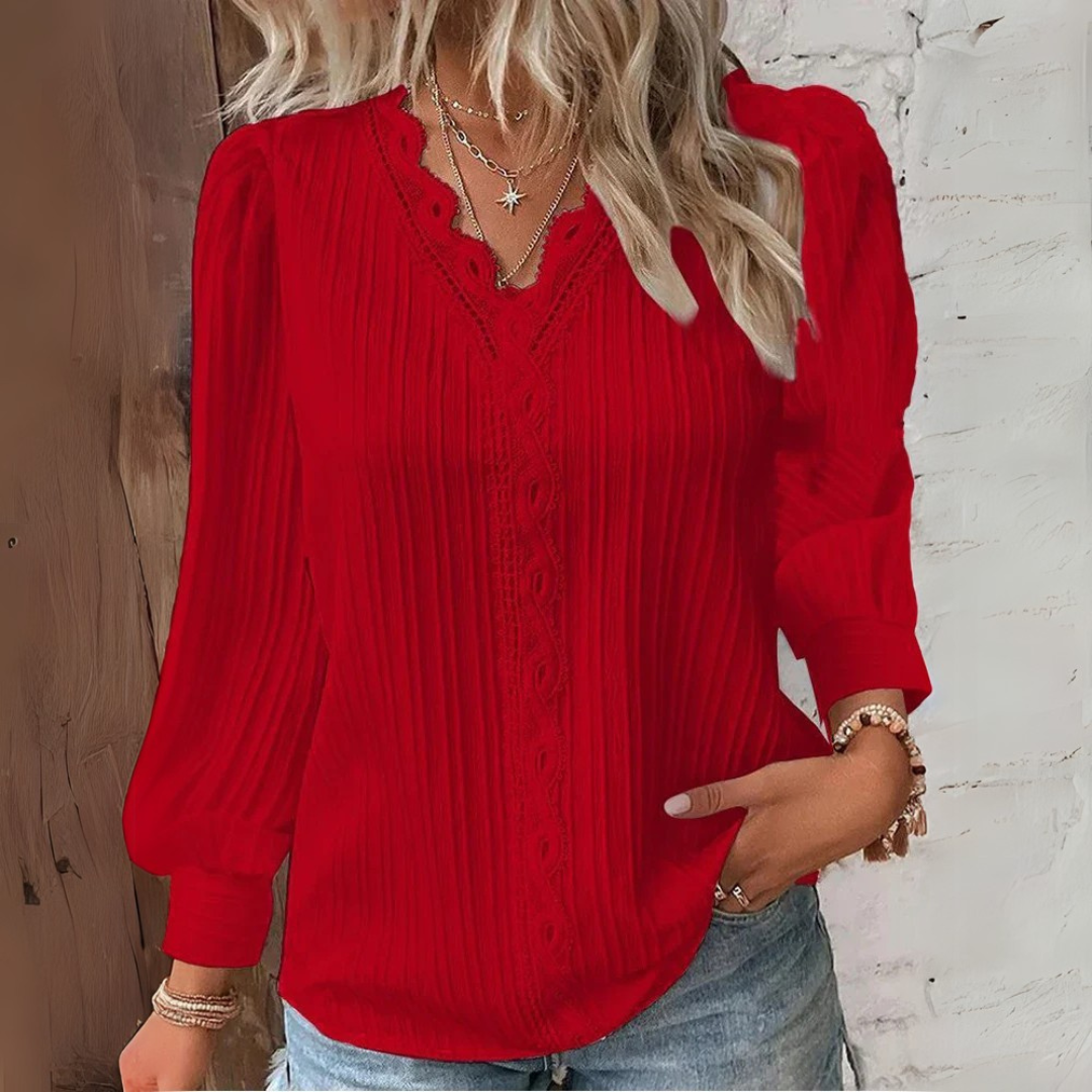 Melinda | Blouse en mousseline avec détails en dentelle