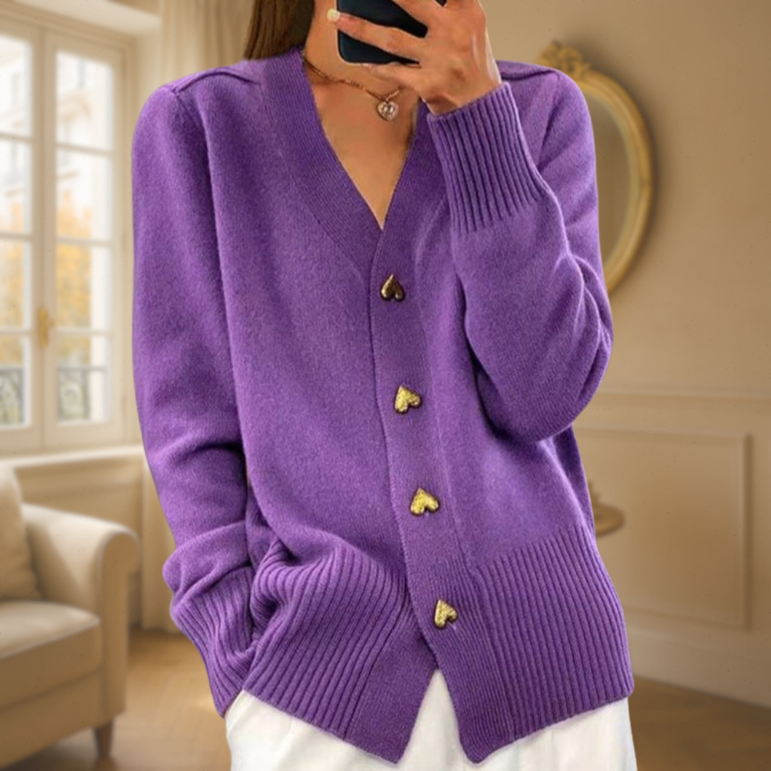 Éliane | Cardigan Élégant à Boutons Dorés