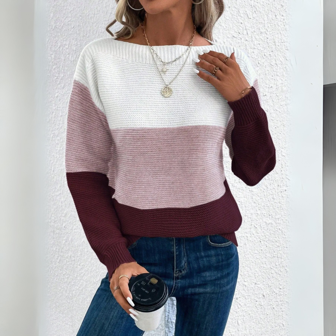 Lourdes | Pull élégant avec patchwork tricolore