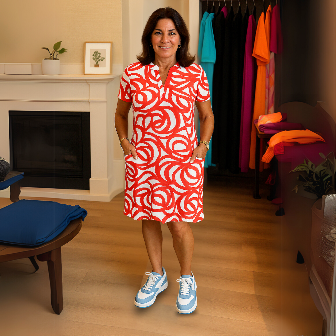 Monique | Robe imprimée avec décolleté en V