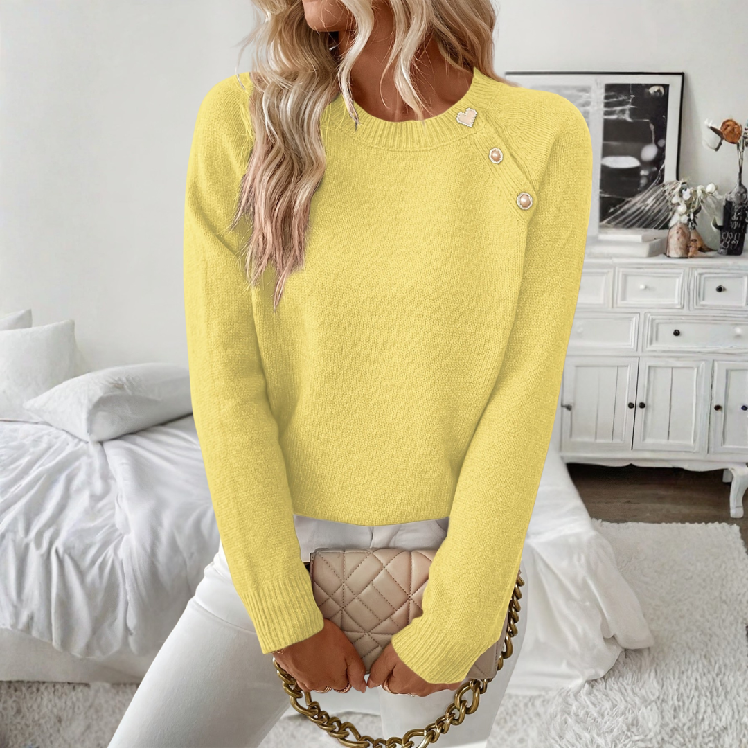 Élodianne | Pull Asymétrique Boutonné d’Élégance Moderne