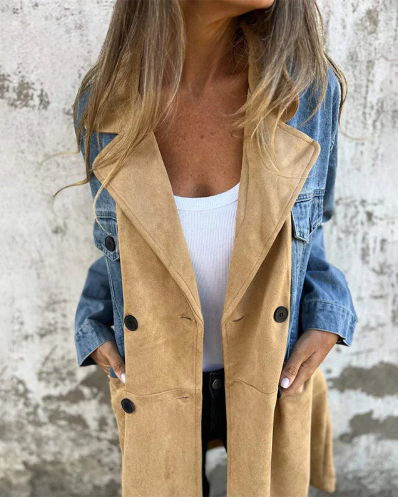 Sara | Manteau en denim et en camel