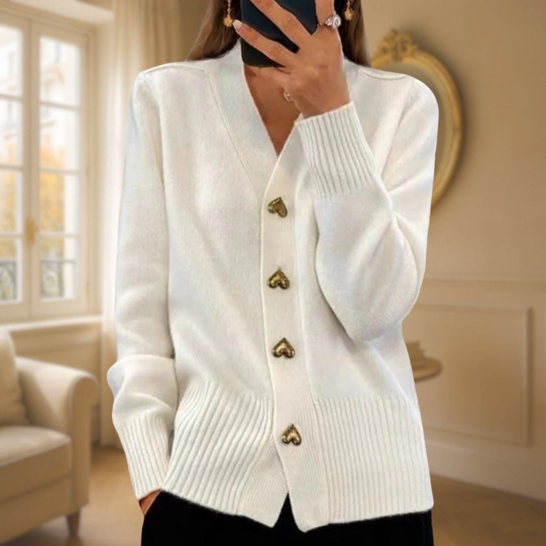Éliane | Cardigan Élégant à Boutons Dorés