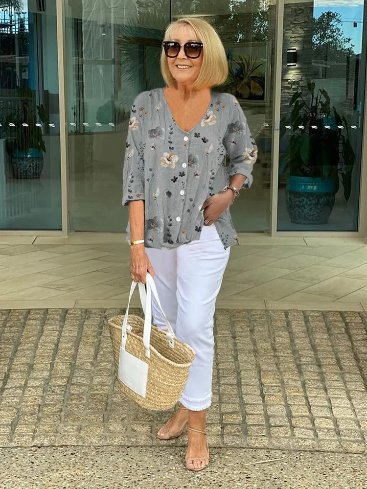 Valeria | Haut fleuri à manches longues