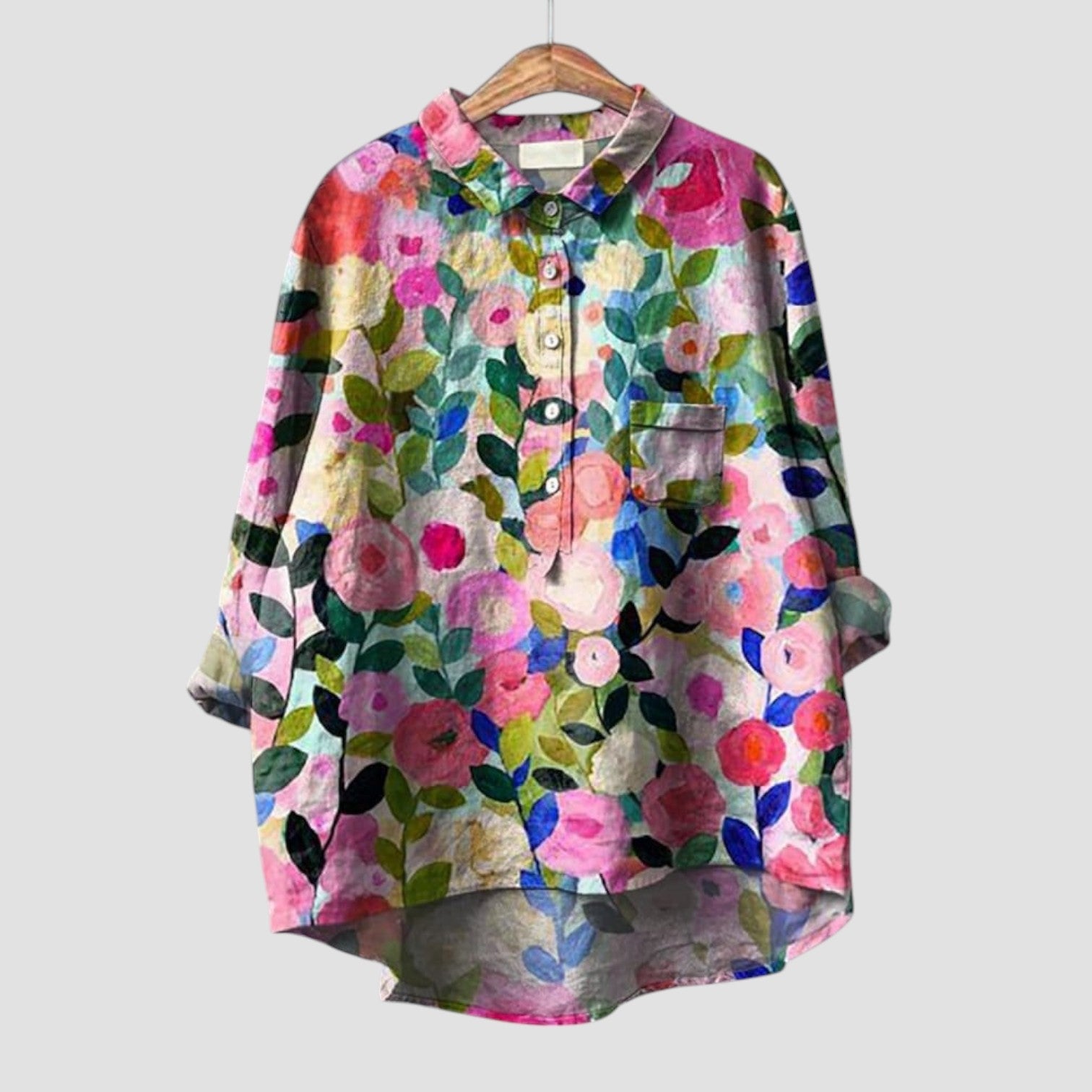 Alfonsina | Chemise oversize à imprimé floral aquarelle