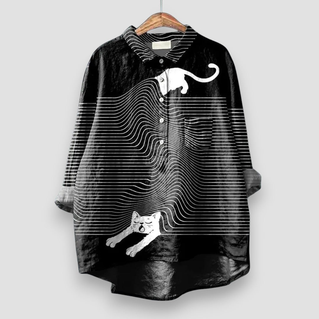 Fosca | Chemise oversize avec motif graphique de chat