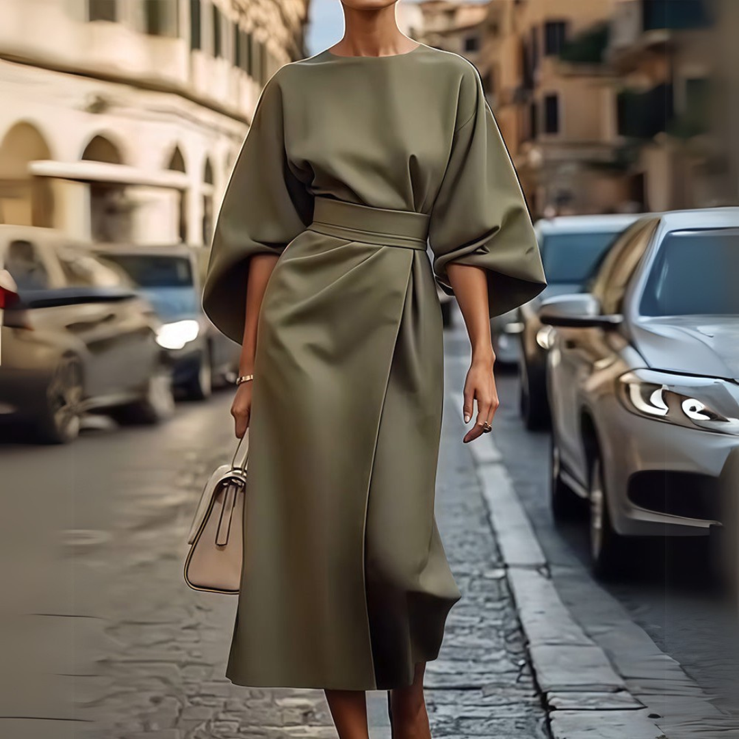 Vanessa | Robe avec manches lanternes élégantes et ceinture