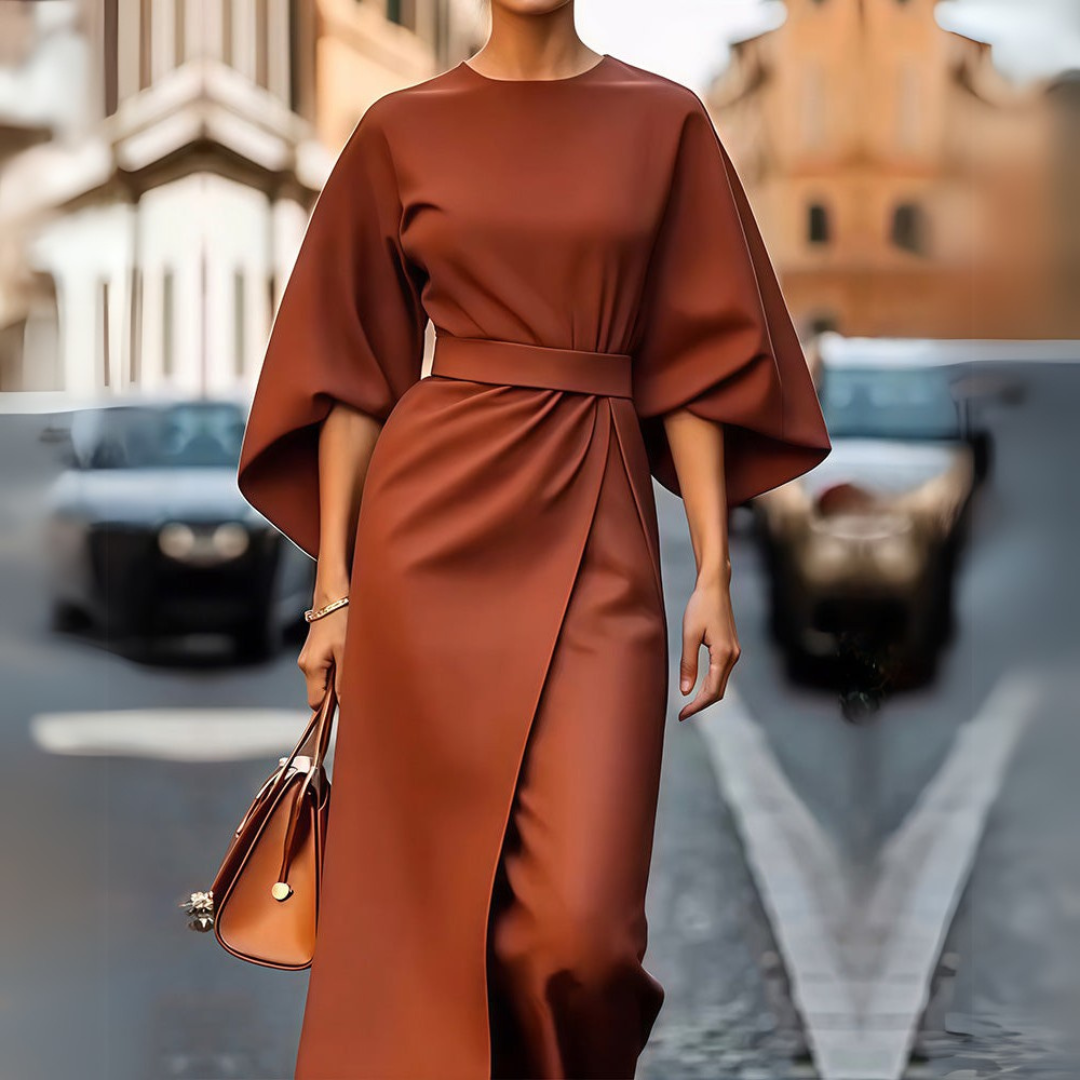 Vanessa | Robe avec manches lanternes élégantes et ceinture