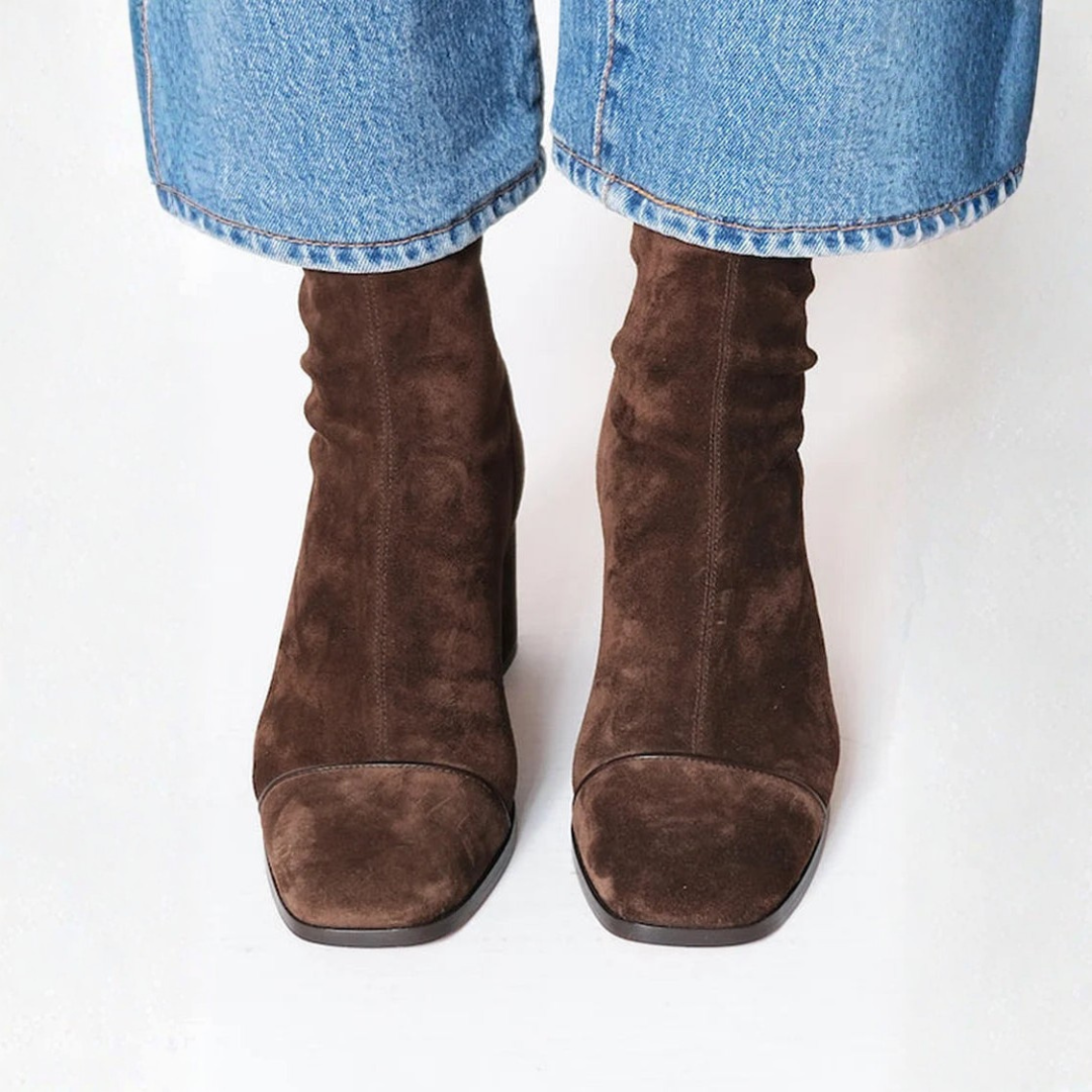 Maïane | Bottines en Suédine à Talon Carré