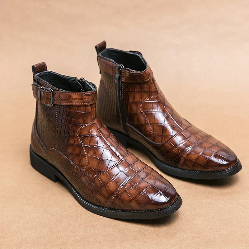 Massimo | Bottines homme Ă motif crocodile