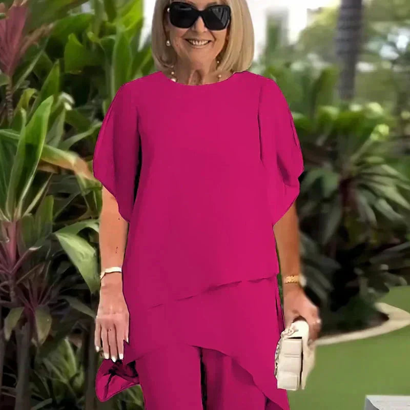 Herlene | Ensemble de haut et pantalons irréguliers élégants