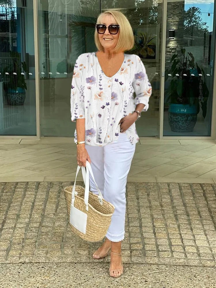 Valeria | Haut fleuri à manches longues