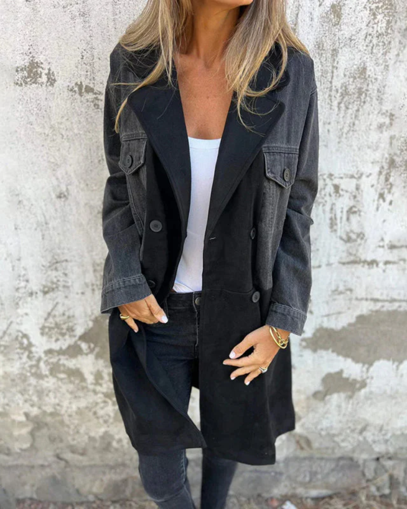 Sara | Manteau en denim et en camel