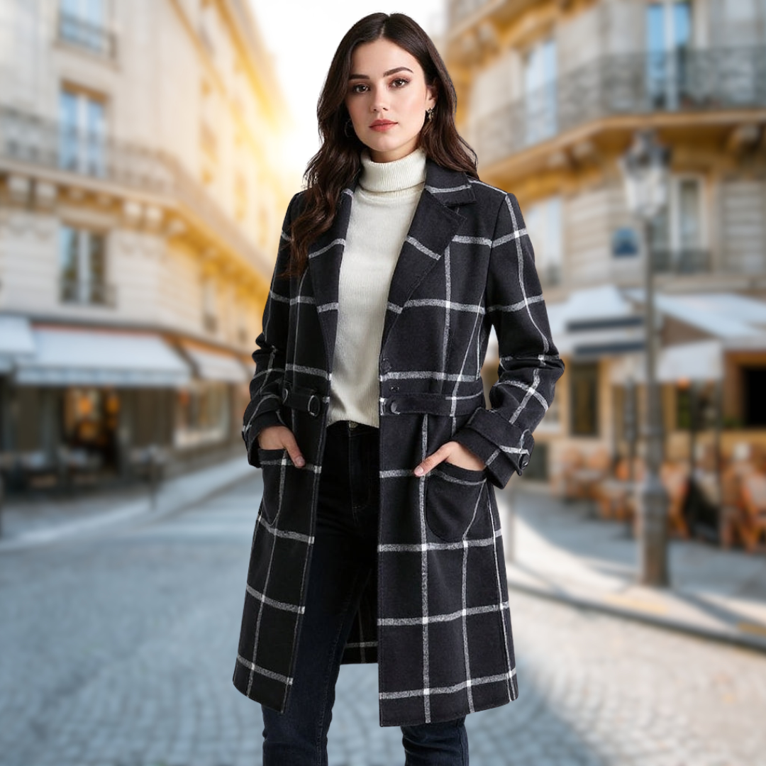 Maréline | Manteau Long Élégance Graphique