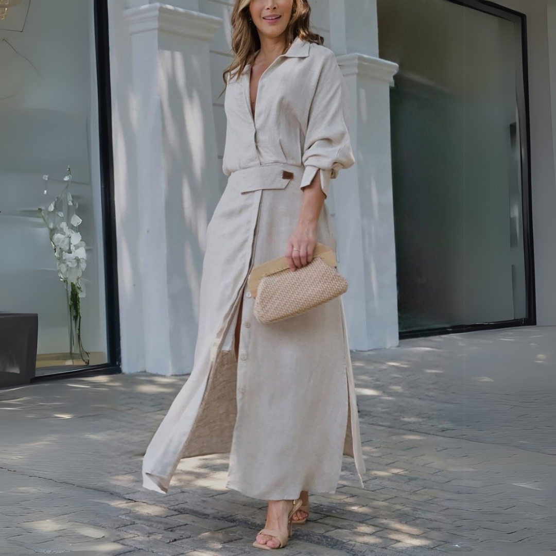 Jeanette | Robe longue avec décolleté en V