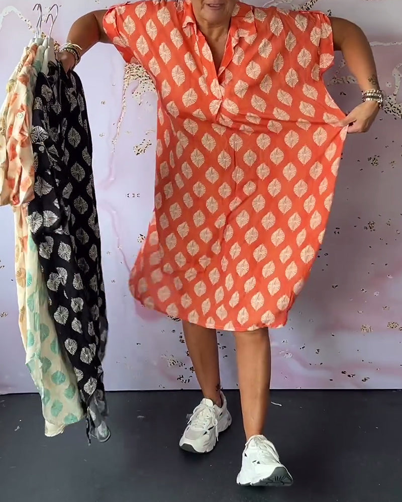 Liora | Robe ample avec col revers et manches courtes