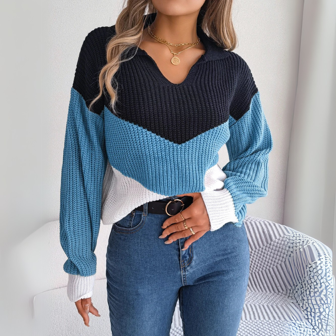 Begoña | Pull en patchwork avec manches de lanterne