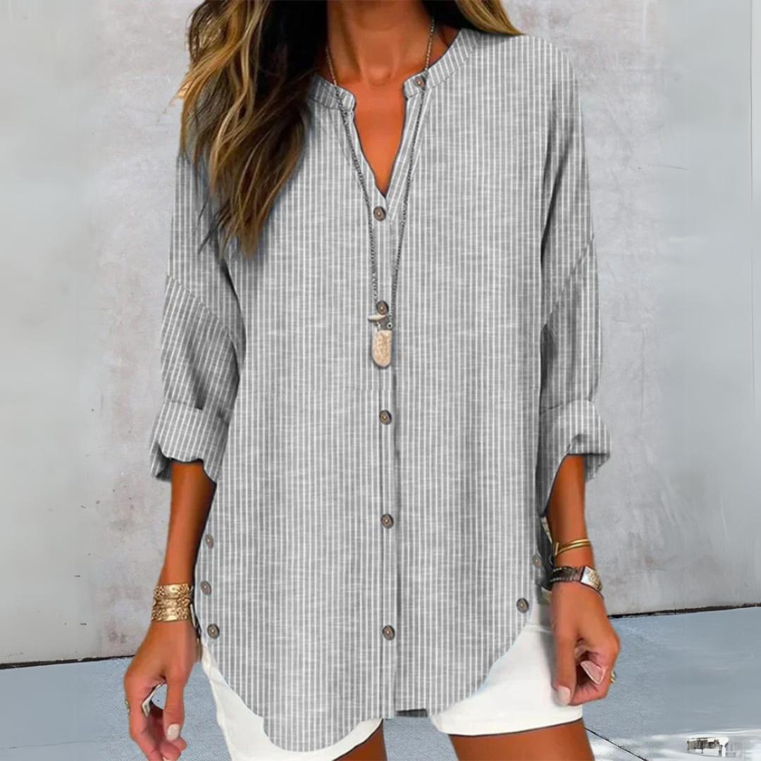 Lucida | Haut élégant en V avec motif rayé intemporel