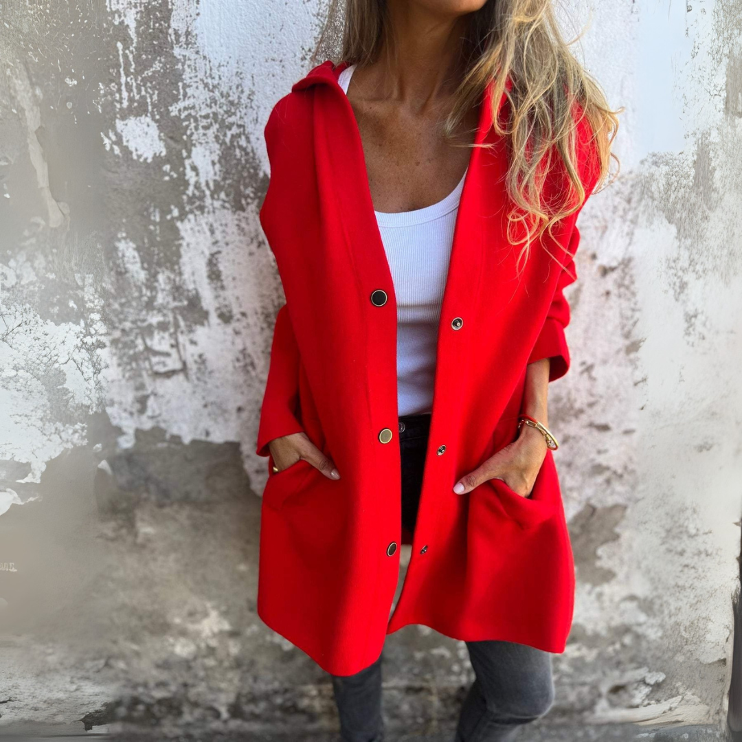 Nadia | Veste décontractée à une seule rangée avec capuche