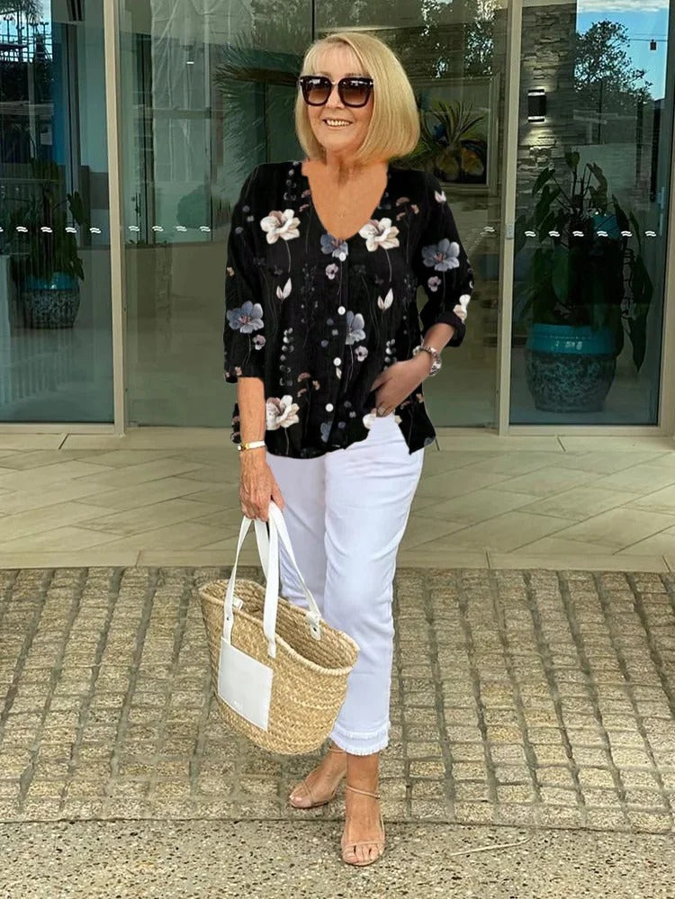 Valeria | Haut fleuri à manches longues