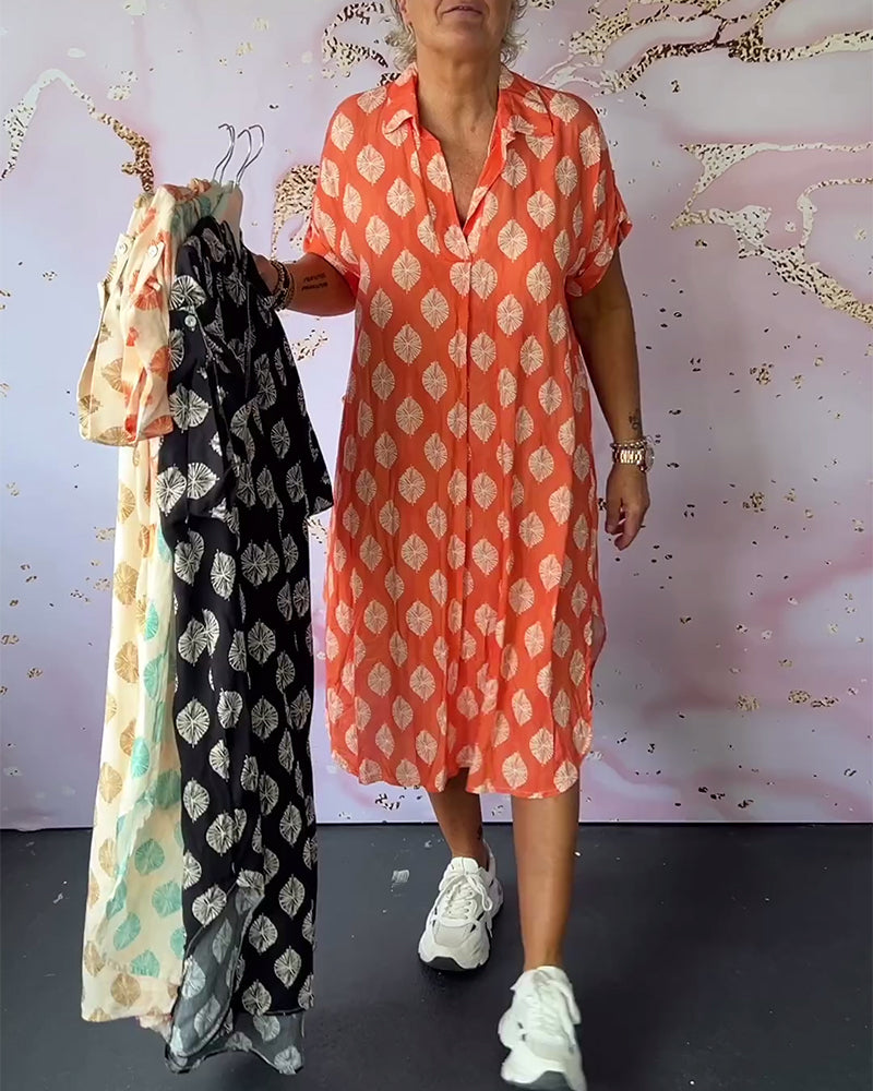 Liora | Robe ample avec col revers et manches courtes