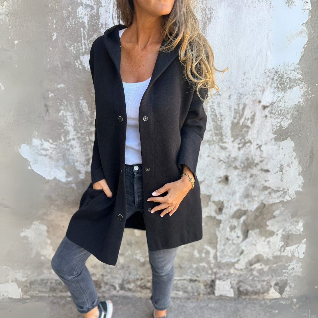 Nadia | Veste décontractée à une seule rangée avec capuche