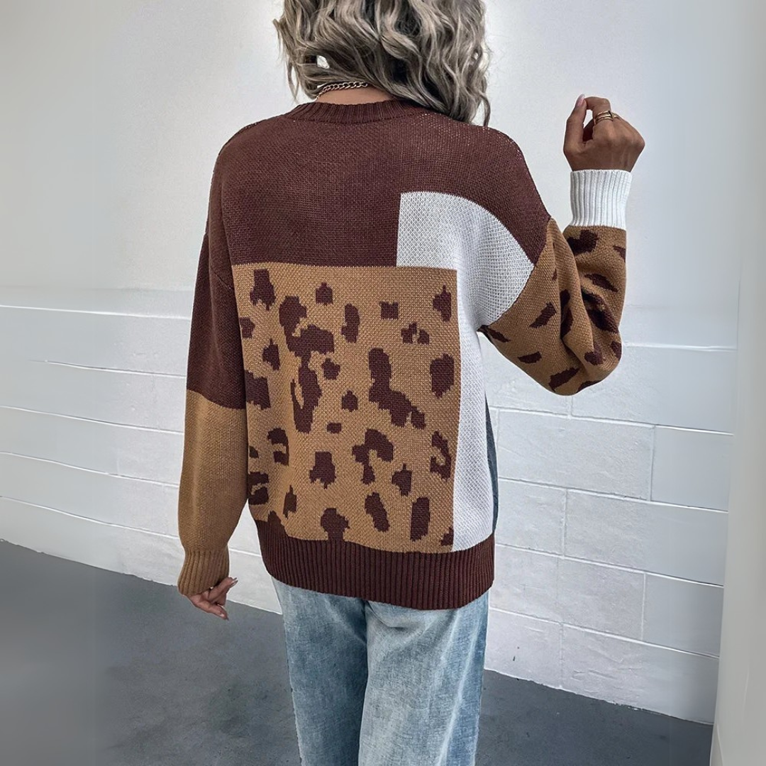 Sara | Sweat à capuche vintage patchwork de léopard