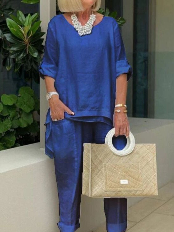 Danni | Ensemble décontracté en deux pièces avec col rond