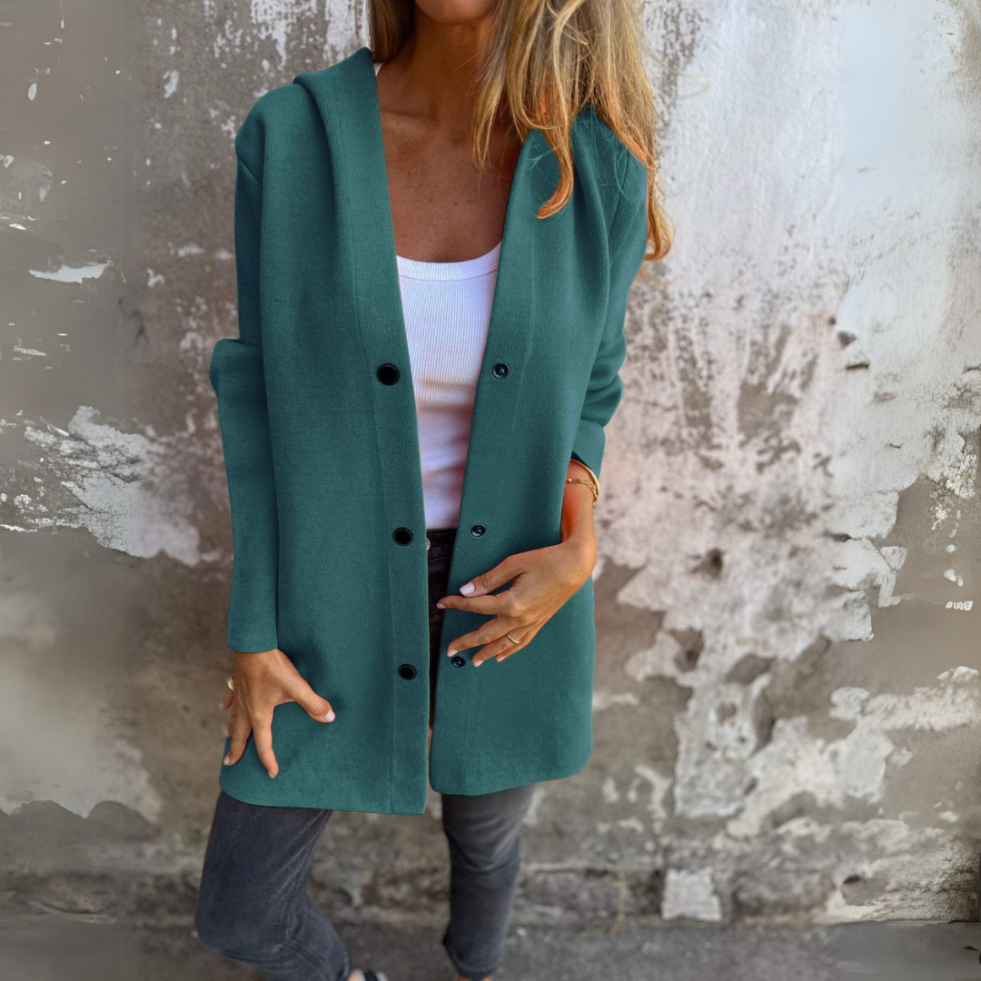 Nadia | Veste décontractée à une seule rangée avec capuche