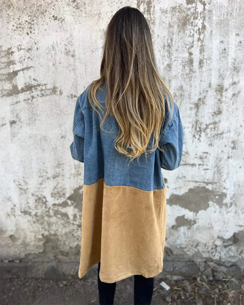 Sara | Manteau en denim et en camel
