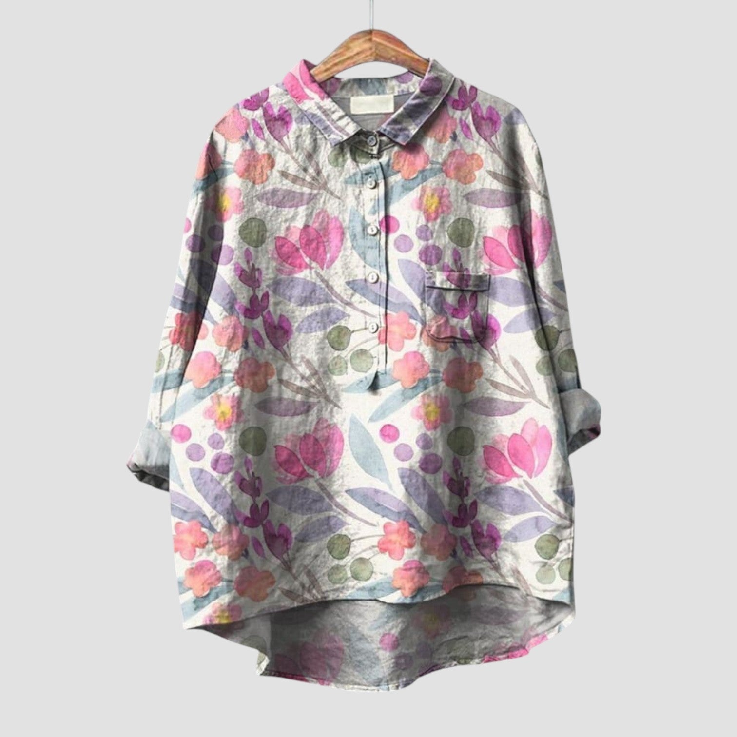 Benedetta | Chemise oversize à imprimé floral en tons pastel