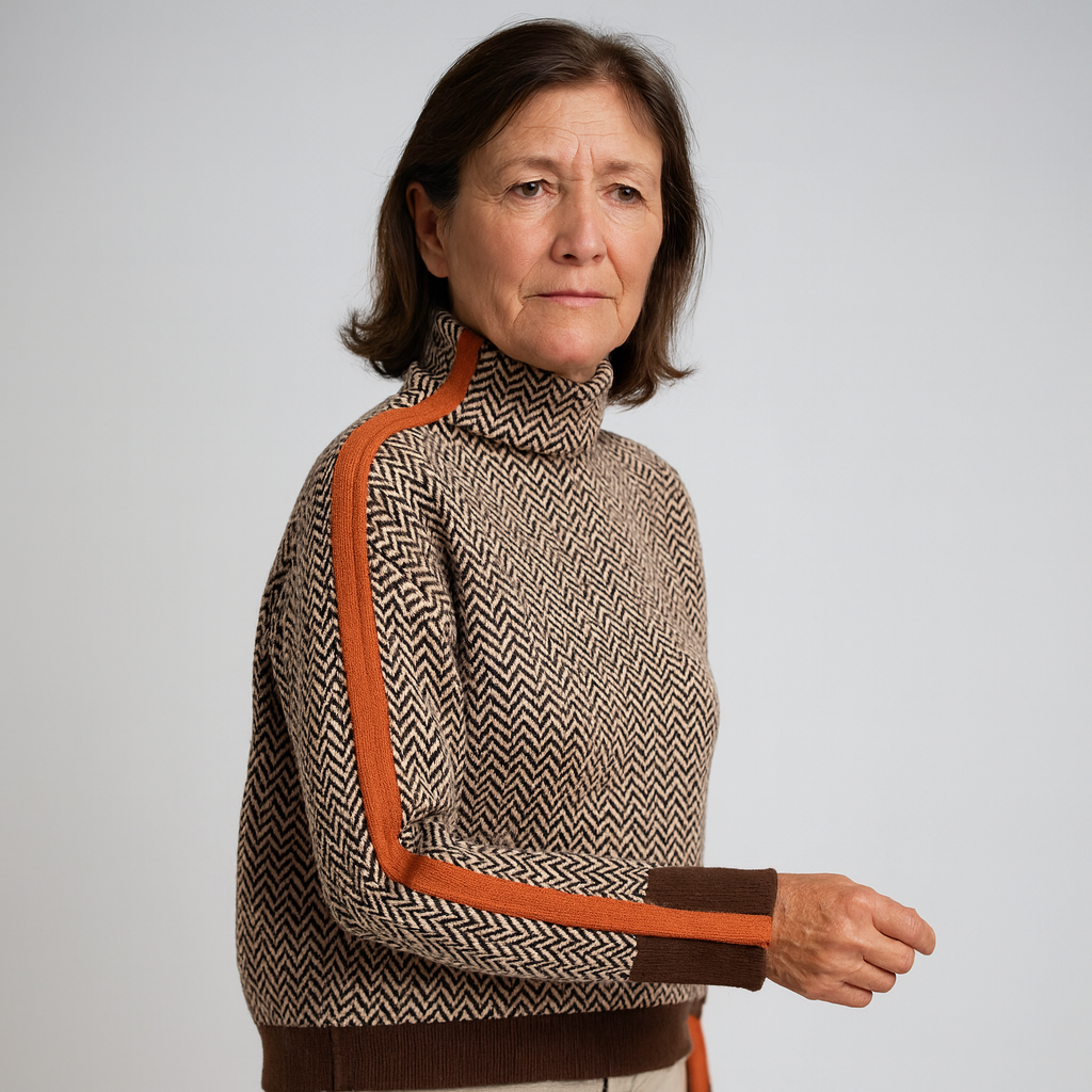 Malou | Pull à col montant avec des rayures contrastées saisissantes