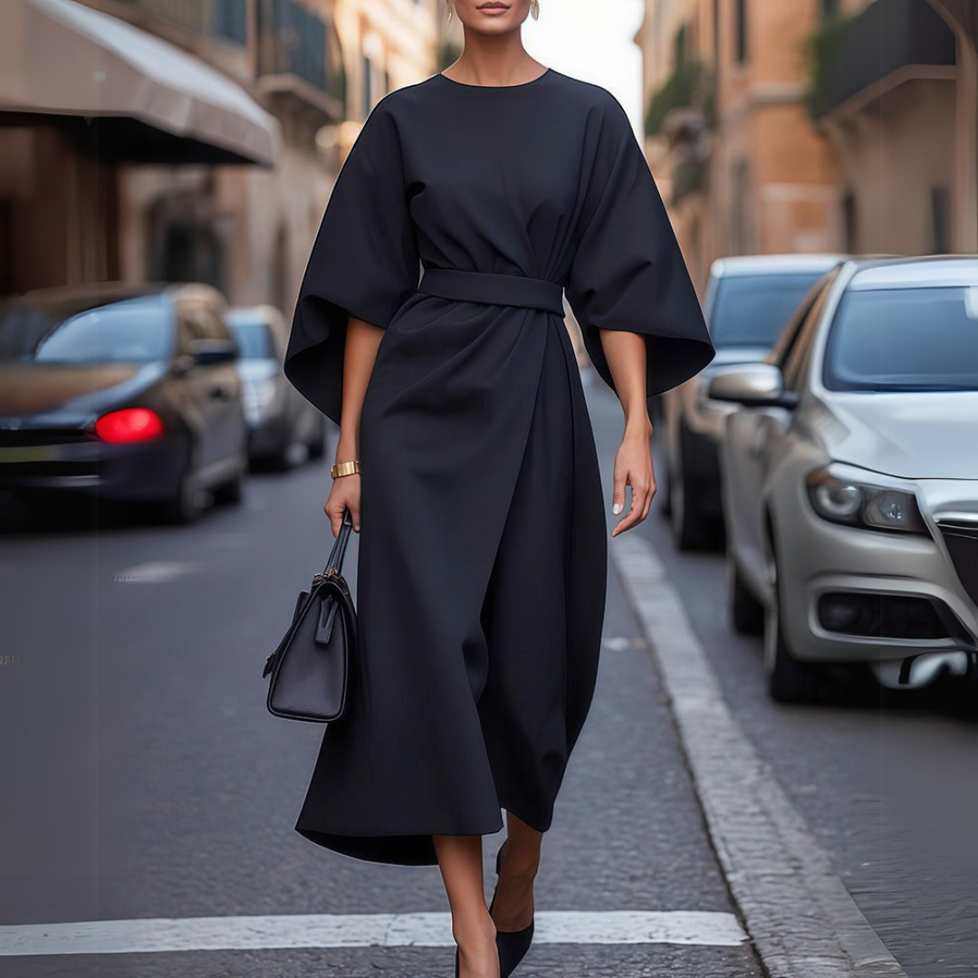 Vanessa | Robe avec manches lanternes élégantes et ceinture