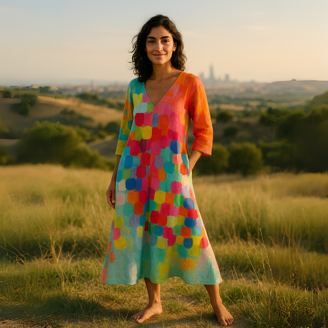 Anastasia | Robe à décolleté en V colorée