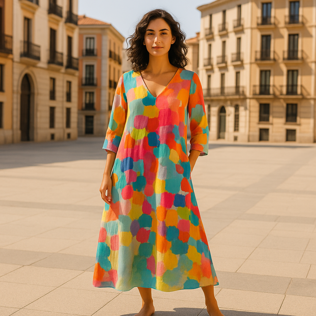 Anastasia | Robe à décolleté en V colorée