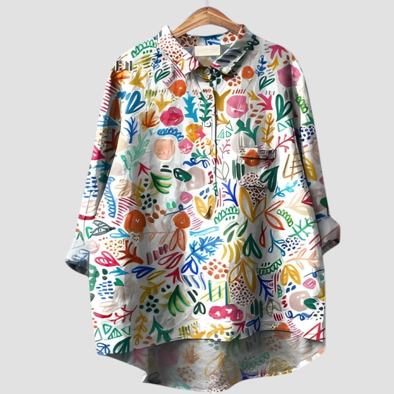 Sabrine | Chemise oversize à imprimé abstrait multicolore