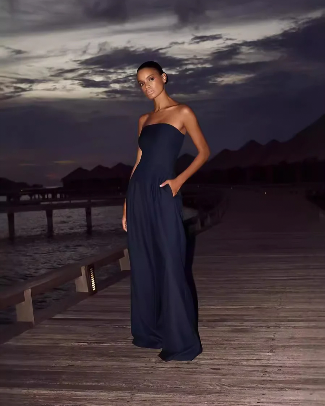 Nalu | Convient élégant sans bretelles à jambe large