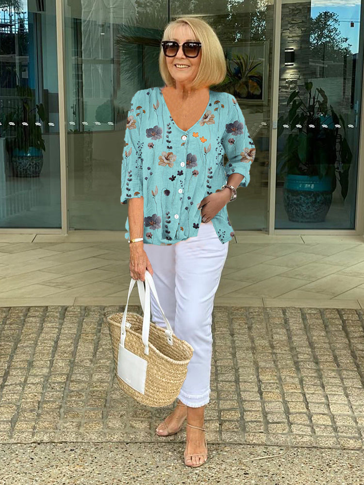 Valeria | Haut fleuri à manches longues