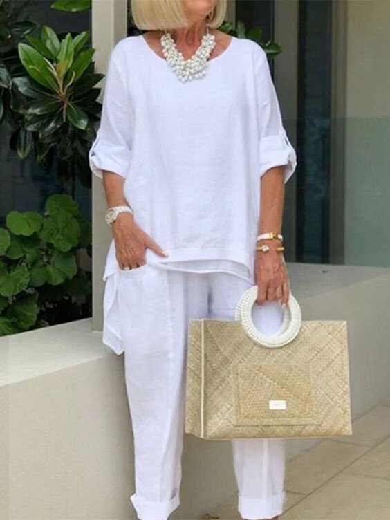 Danni | Ensemble décontracté en deux pièces avec col rond