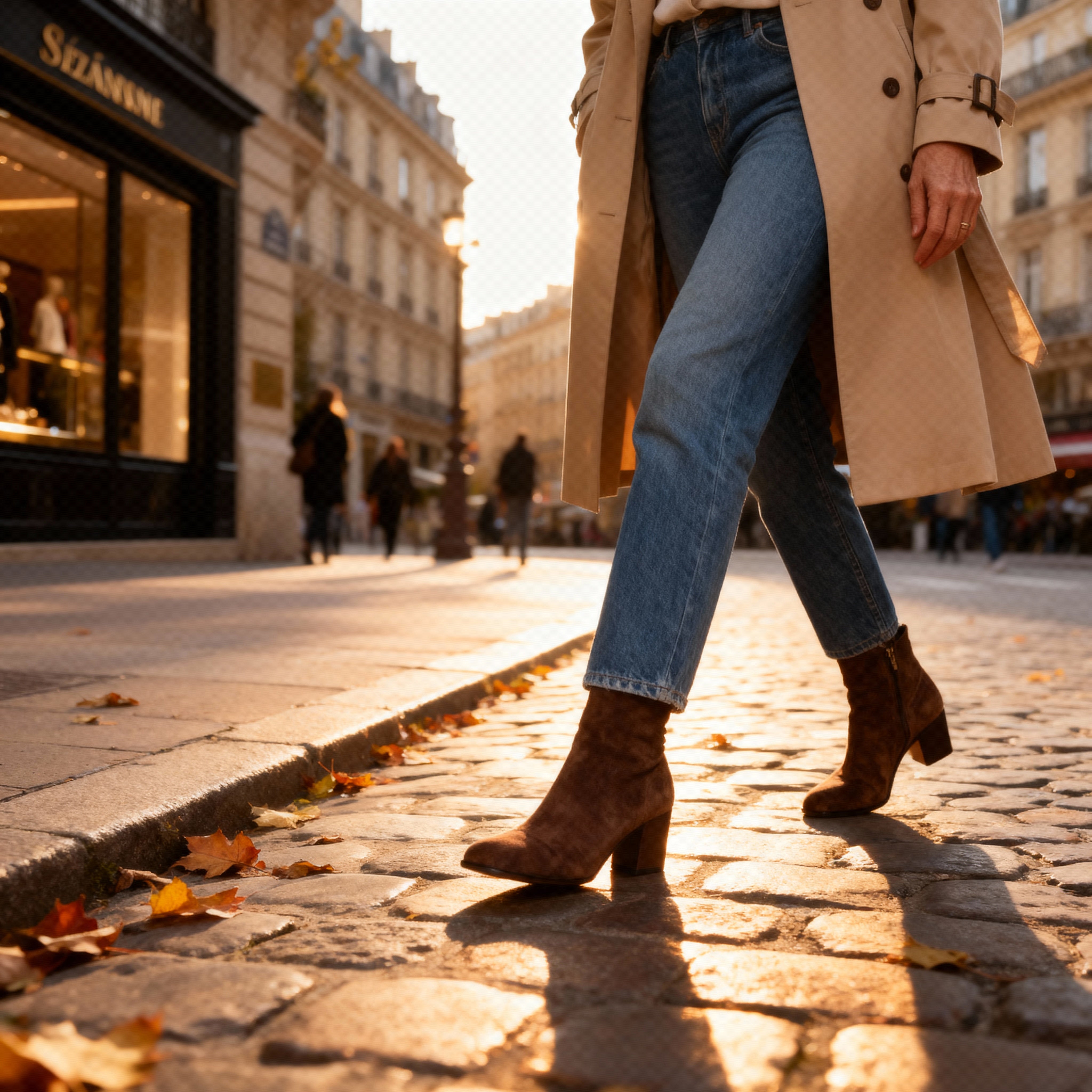 Maïane | Bottines en Suédine à Talon Carré