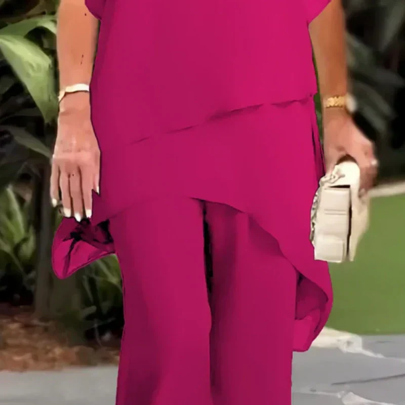 Herlene | Ensemble de haut et pantalons irréguliers élégants