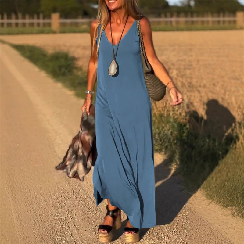 Sierra | Robe longue d'été avec décolleté en V
